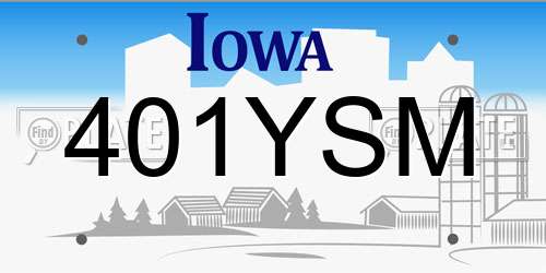 401YSM Iowa License Plate