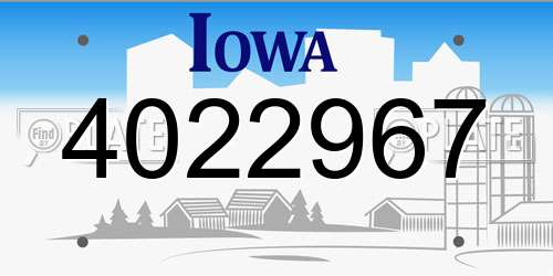 4022967 Iowa License Plate