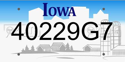 40229G7 Iowa License Plate