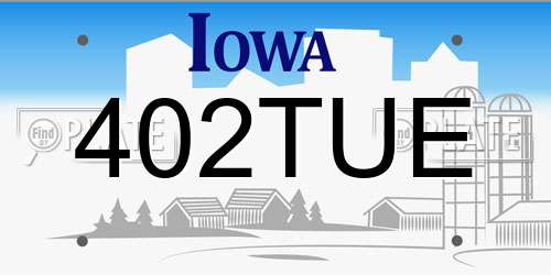 402TUE Iowa License Plate