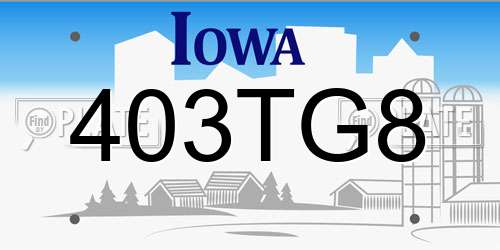 403TG8 Iowa License Plate