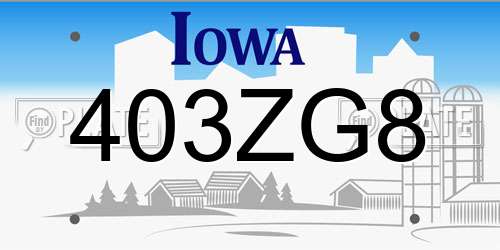 403ZG8 Iowa License Plate