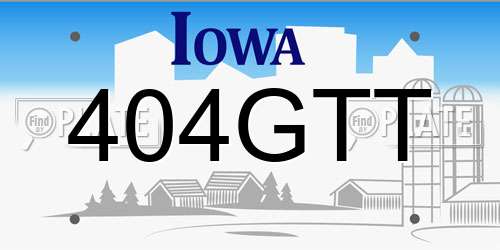 404GTT Iowa License Plate