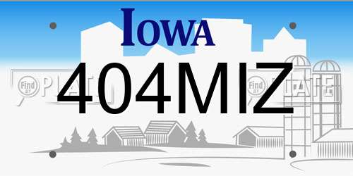 404MIZ Iowa License Plate