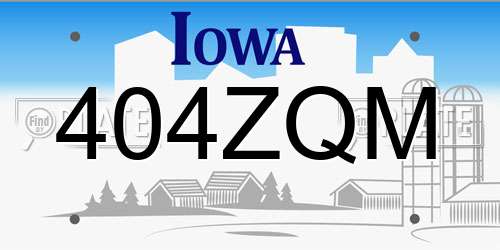 404ZQM Iowa License Plate