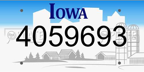 4059693 Iowa License Plate
