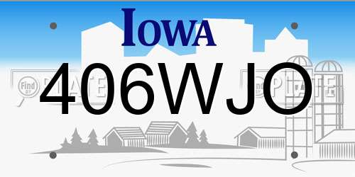 406WJO Iowa License Plate