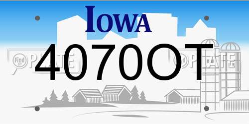 4070OT Iowa License Plate
