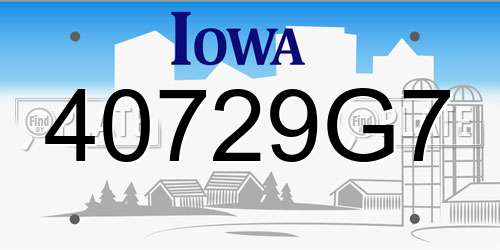 40729G7 Iowa License Plate