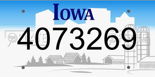 4073269 Iowa License Plate