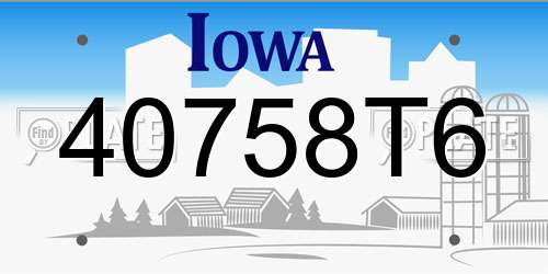 40758T6 Iowa License Plate