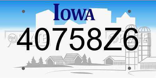 40758Z6 Iowa License Plate