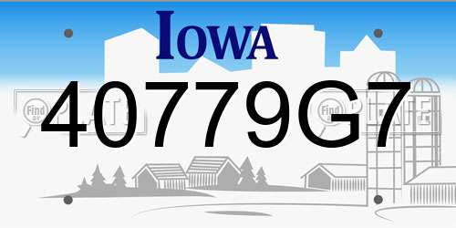 40779G7 Iowa License Plate