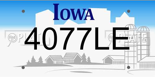 4077LE Iowa License Plate