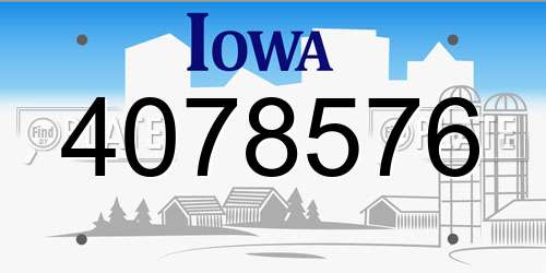 4078576 Iowa License Plate