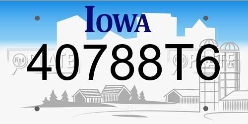 40788T6 Iowa License Plate
