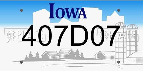 407D07 Iowa License Plate