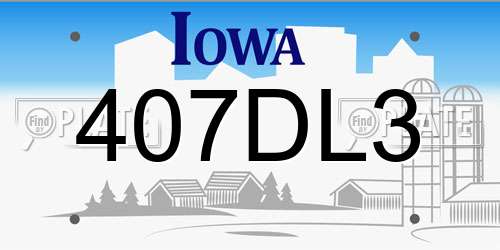 407DL3 Iowa License Plate
