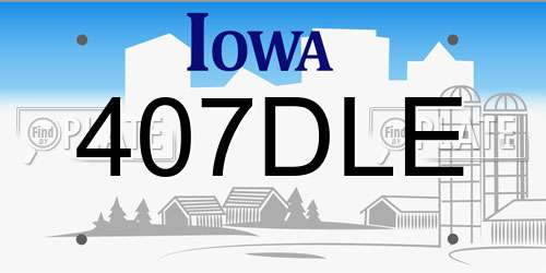 407DLE Iowa License Plate
