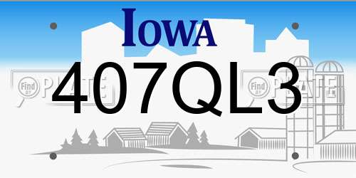 407QL3 Iowa License Plate