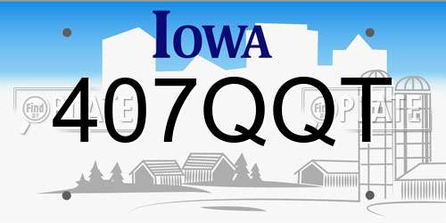 407QQT Iowa License Plate