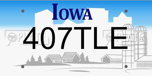 407TLE Iowa License Plate