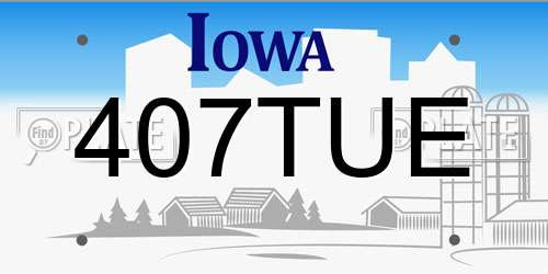 407TUE Iowa License Plate