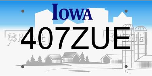407ZUE Iowa License Plate