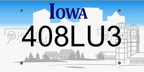 408LU3 Iowa License Plate
