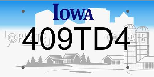 409TD4 Iowa License Plate