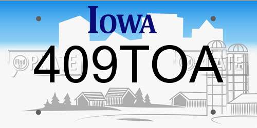 409TOA Iowa License Plate