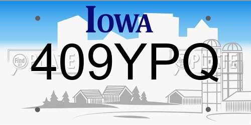 409YPQ Iowa License Plate