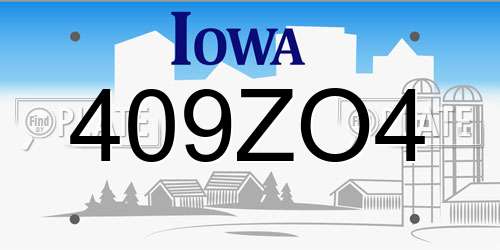409ZO4 Iowa License Plate