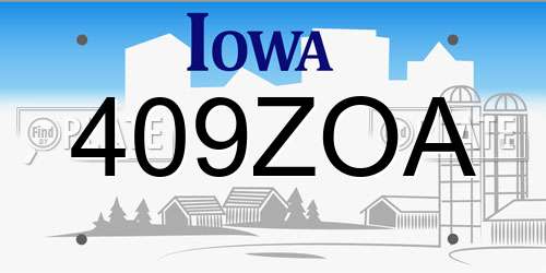 409ZOA Iowa License Plate