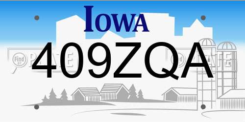 409ZQA Iowa License Plate