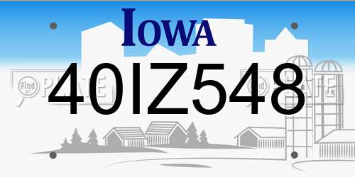 40IZ548 Iowa License Plate