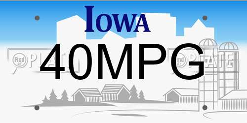 40MPG Iowa License Plate