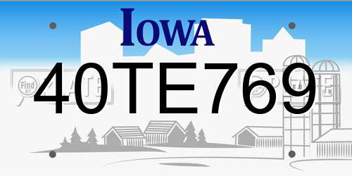 40TE769 Iowa License Plate