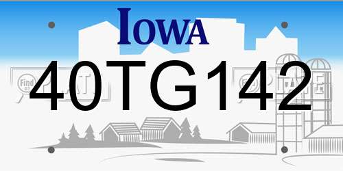 40TG142 Iowa License Plate