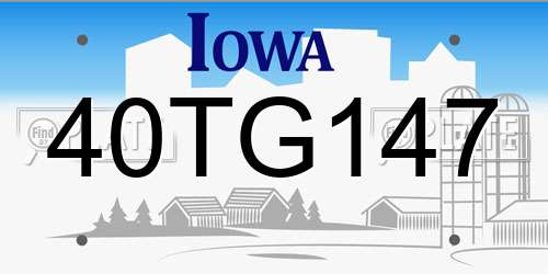 40TG147 Iowa License Plate