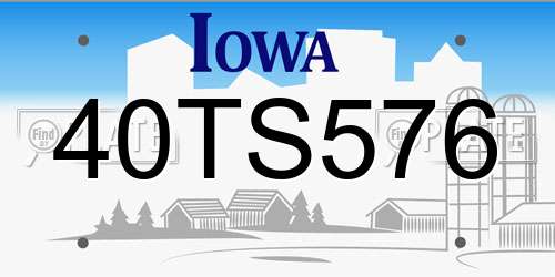 40TS576 Iowa License Plate