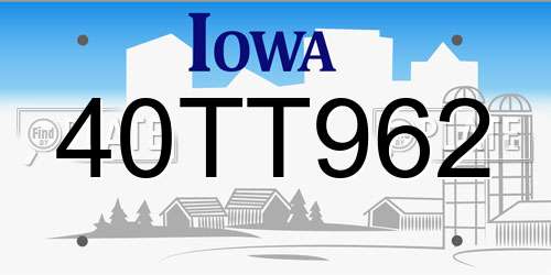 40TT962 Iowa License Plate