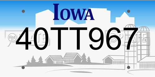 40TT967 Iowa License Plate