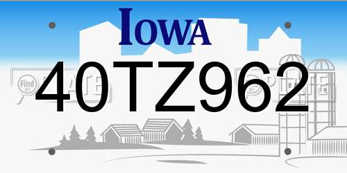 40TZ962 Iowa License Plate