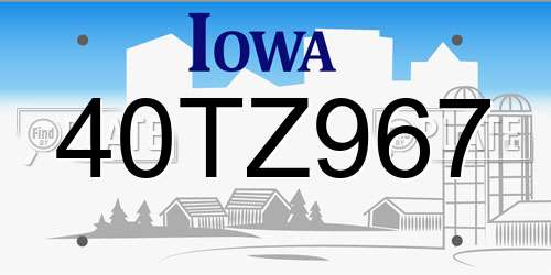 40TZ967 Iowa License Plate