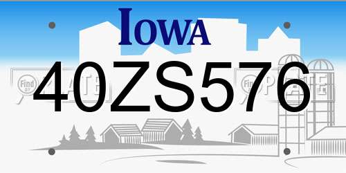 40ZS576 Iowa License Plate