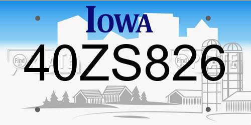 40ZS826 Iowa License Plate