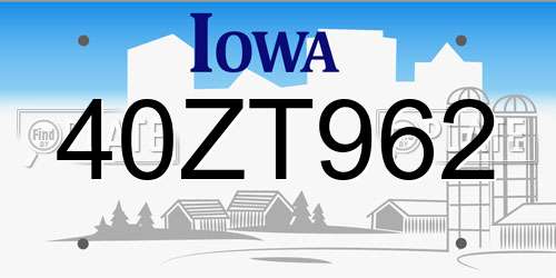 40ZT962 Iowa License Plate