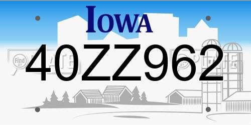 40ZZ962 Iowa License Plate