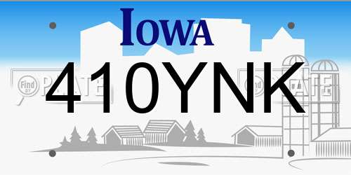 410YNK Iowa License Plate